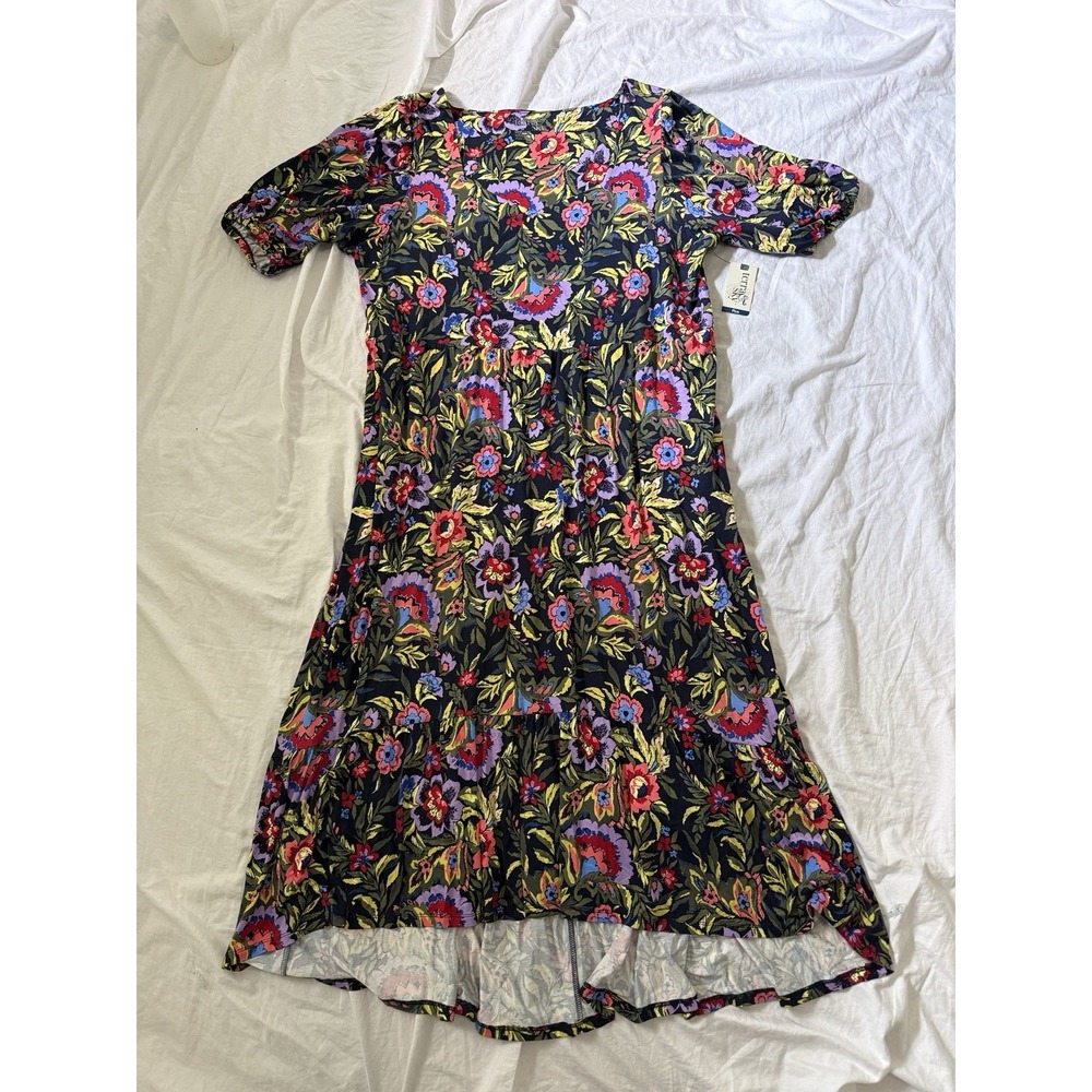 Terra & Sky Womens 2X Floral Tiered Short Sleeve Maxi Dress Plus Size